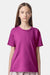 American Apparel 2001Y Youth Fine Jersey Short Sleeve Crewneck T-Shirt Super Pink Model Front