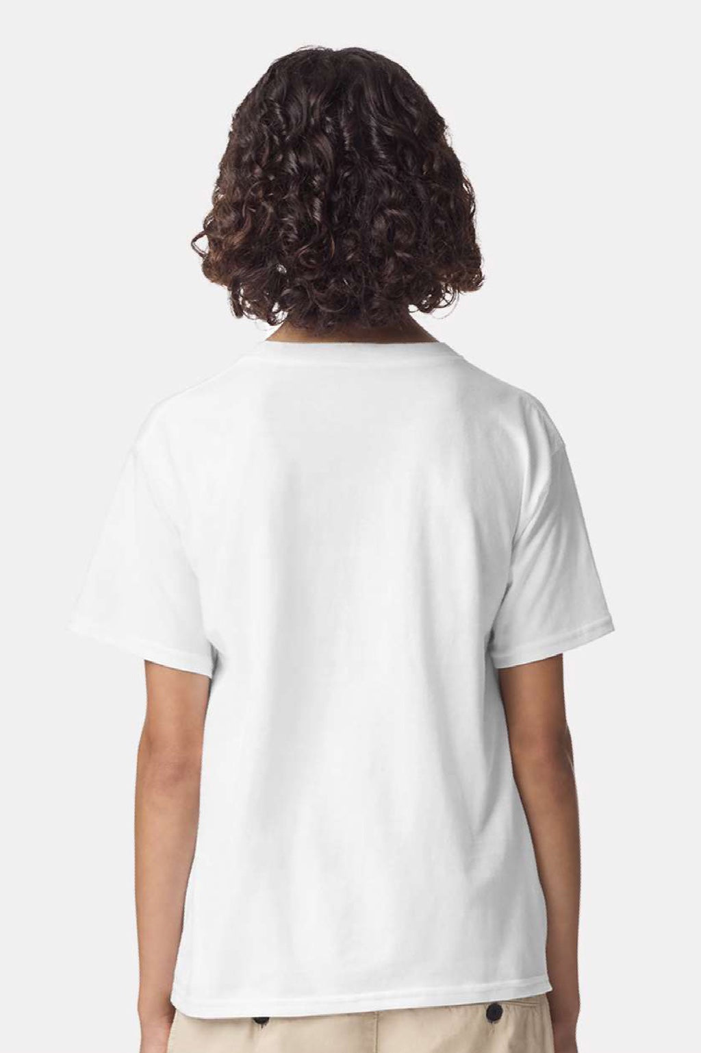 American Apparel 2001Y Youth Fine Jersey Short Sleeve Crewneck T-Shirt White Model Back