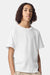 American Apparel 2001Y Youth Fine Jersey Short Sleeve Crewneck T-Shirt White Model Front