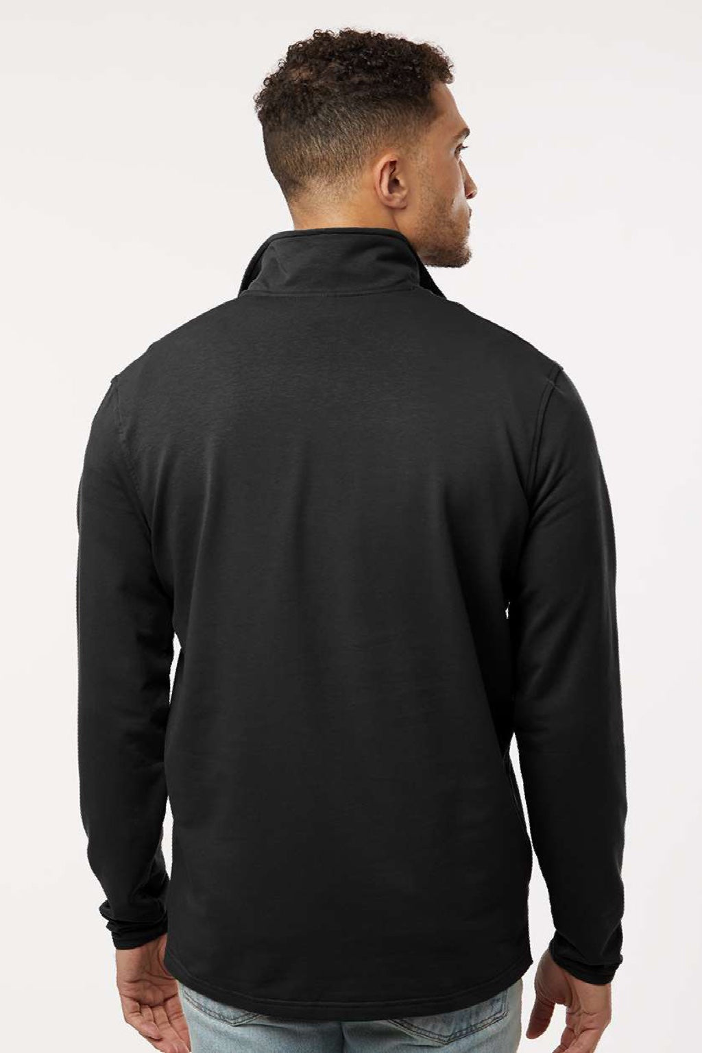 Independent Trading Company EXP20PQ Mens Perform 1/4 Zip Sweatshirt Black Model Back