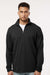 Independent Trading Company EXP20PQ Mens Perform 1/4 Zip Sweatshirt Black Model Front