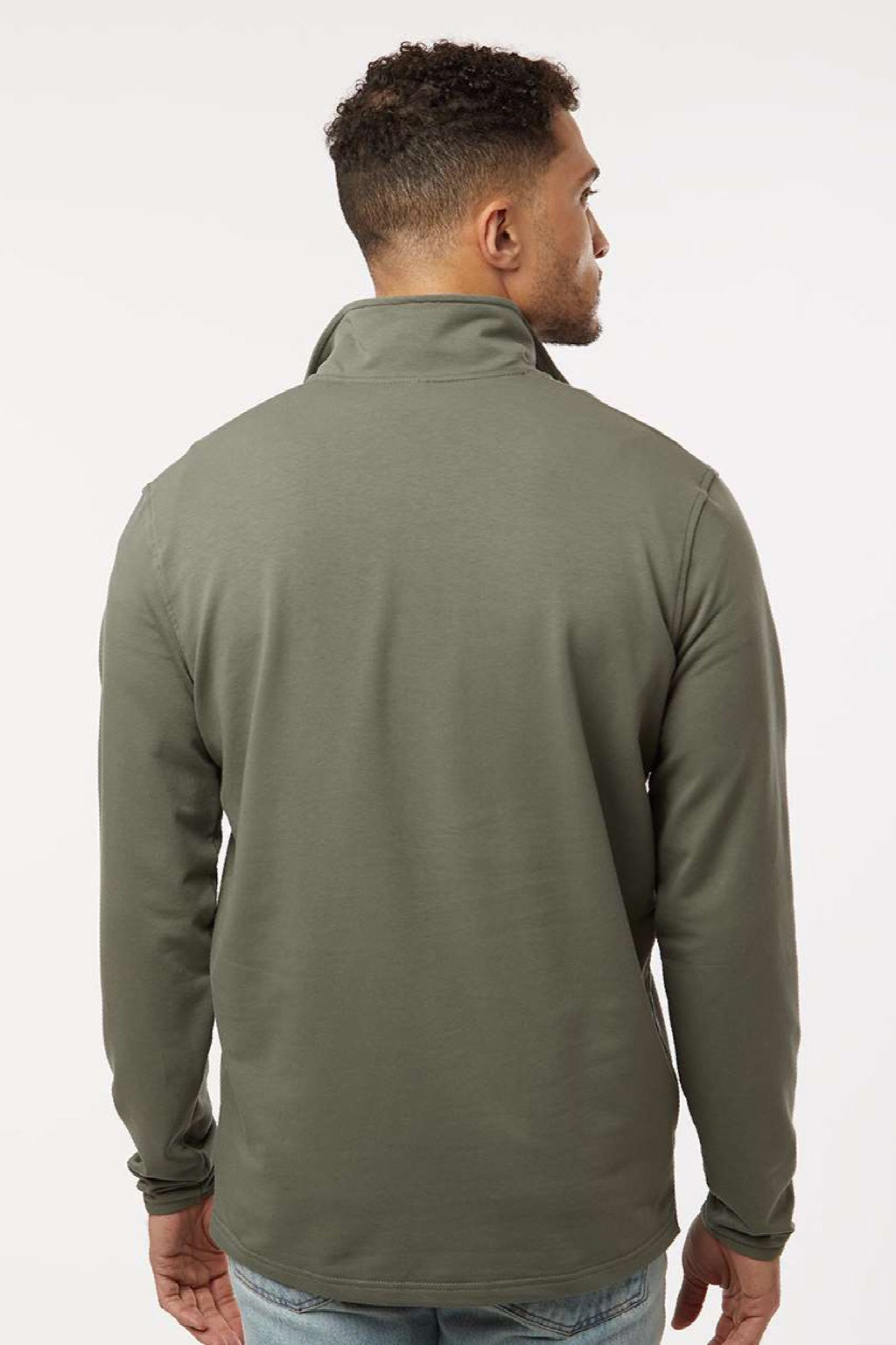 Independent Trading Company EXP20PQ Mens Perform 1/4 Zip Sweatshirt Pine Green Model Back