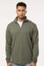 Independent Trading Company EXP20PQ Mens Perform 1/4 Zip Sweatshirt Pine Green Model Front