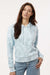 MV Sport W24105 Womens Maddie Floral Print Hooded Sweatshirt Hoodie Arctic Blue Model Front