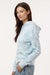 MV Sport W24105 Womens Maddie Floral Print Hooded Sweatshirt Hoodie Arctic Blue Model Side