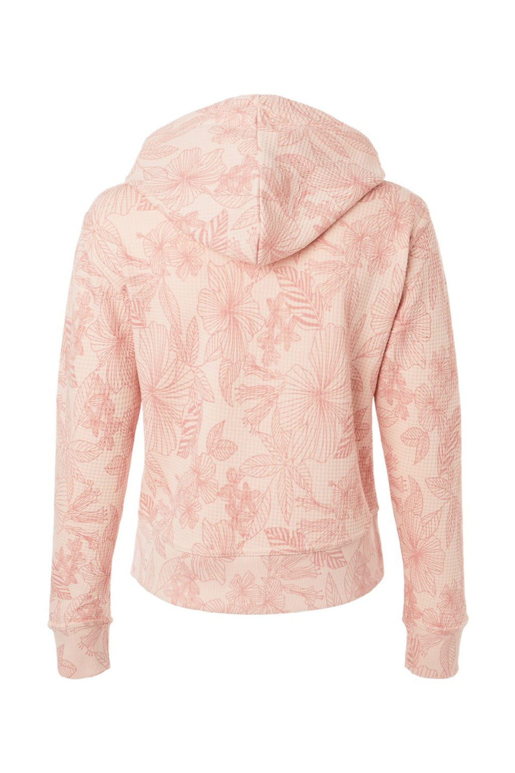 MV Sport W24105 Womens Maddie Floral Print Hooded Sweatshirt Hoodie Cameo Pink Flat Back