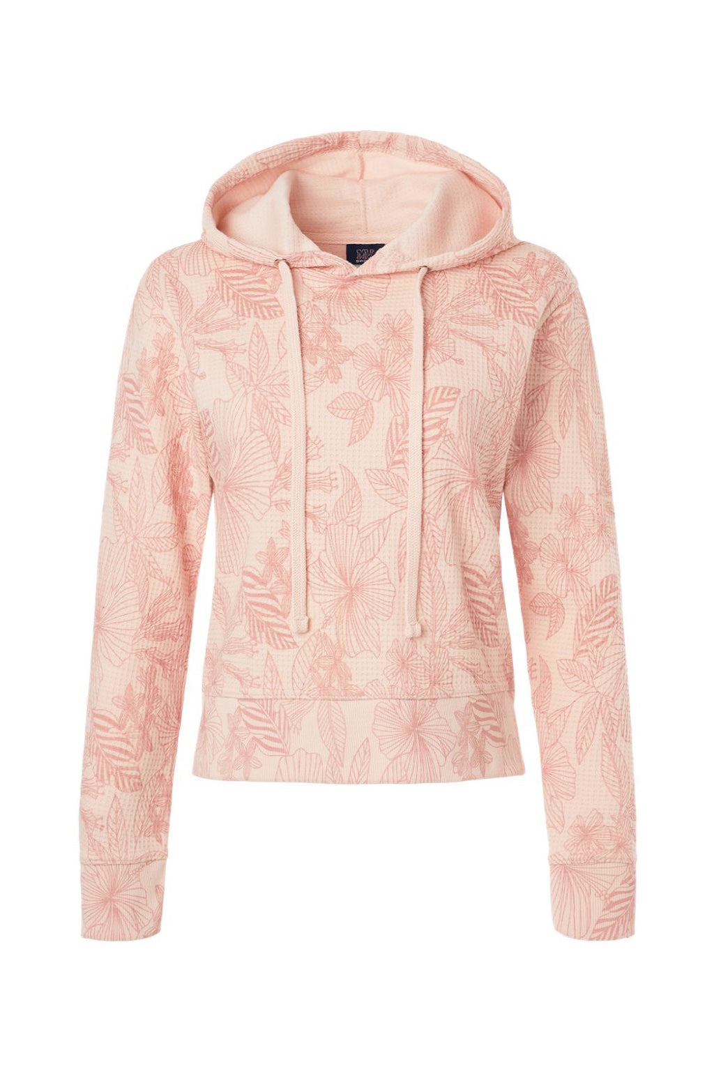 MV Sport W24105 Womens Maddie Floral Print Hooded Sweatshirt Hoodie Cameo Pink Flat Front
