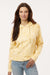MV Sport W24105 Womens Maddie Floral Print Hooded Sweatshirt Hoodie Sun Ray Yellow Model Front