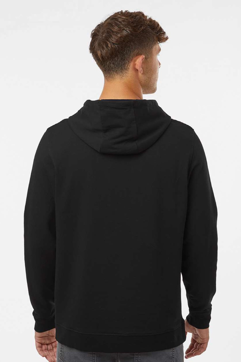 Independent Trading Company EXP25PH Mens Perform Hooded Sweatshirt Hoodie w/ Pockets Black Model Back