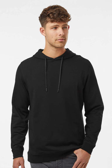 Independent Trading Company EXP25PH Mens Perform Hooded Sweatshirt Hoodie w/ Pockets Black Model Front