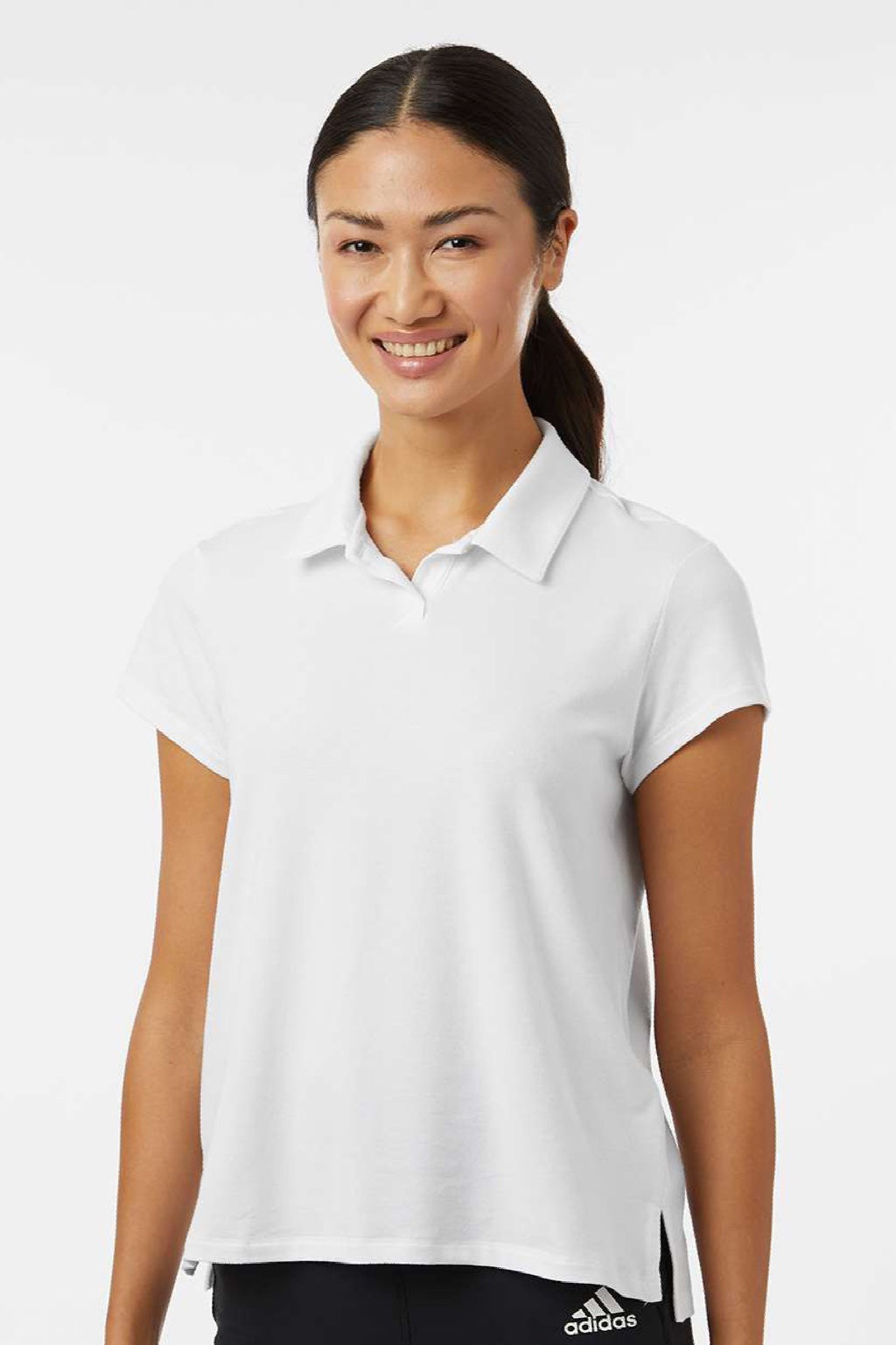 Adidas A690 Womens Short Sleeve Polo Shirt White Model Front