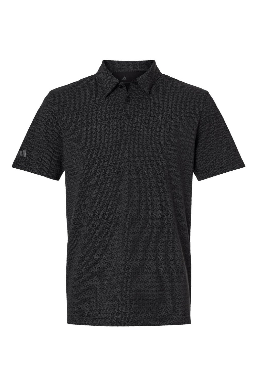 Adidas A702 Mens Printed Short Sleeve Polo Shirt Black Flat Front