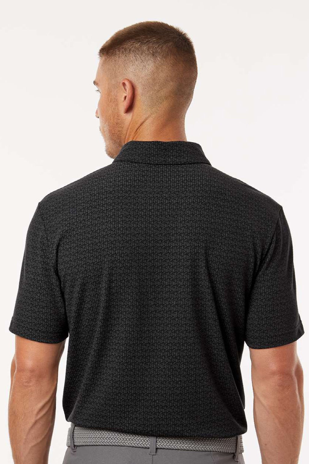 Adidas A702 Mens Printed Short Sleeve Polo Shirt Black Model Back