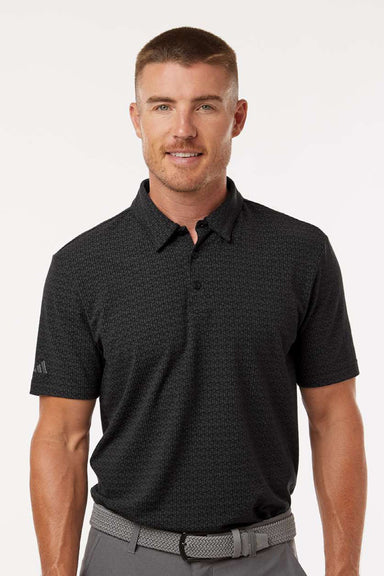 Adidas A702 Mens Printed Short Sleeve Polo Shirt Black Model Front