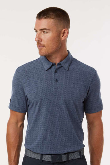 Adidas A702 Mens Printed Short Sleeve Polo Shirt Preloved Ink Blue Model Front