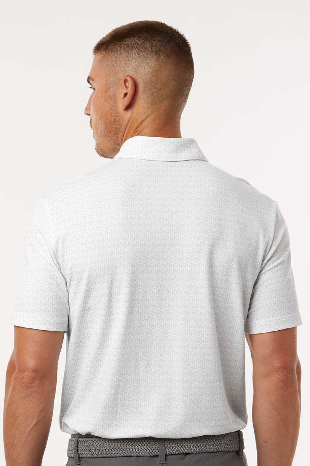 Adidas A702 Mens Printed Short Sleeve Polo Shirt White Model Back