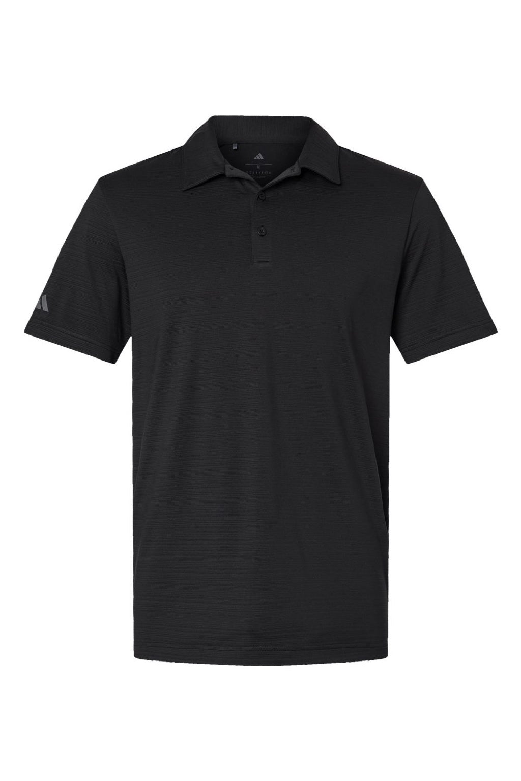 Adidas A704 Mens Textured Stripe Short Sleeve Polo Shirt Black Flat Front