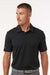 Adidas A704 Mens Textured Stripe Short Sleeve Polo Shirt Black Model Front