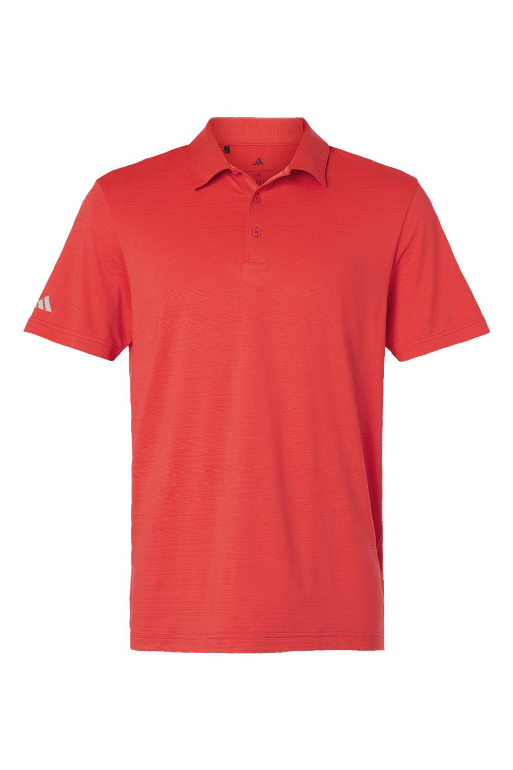 Adidas A704 Mens Textured Stripe Short Sleeve Polo Shirt Bright Red Flat Front