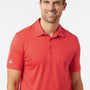 Adidas Mens Textured Stripe Short Sleeve Polo Shirt - Bright Red - New
