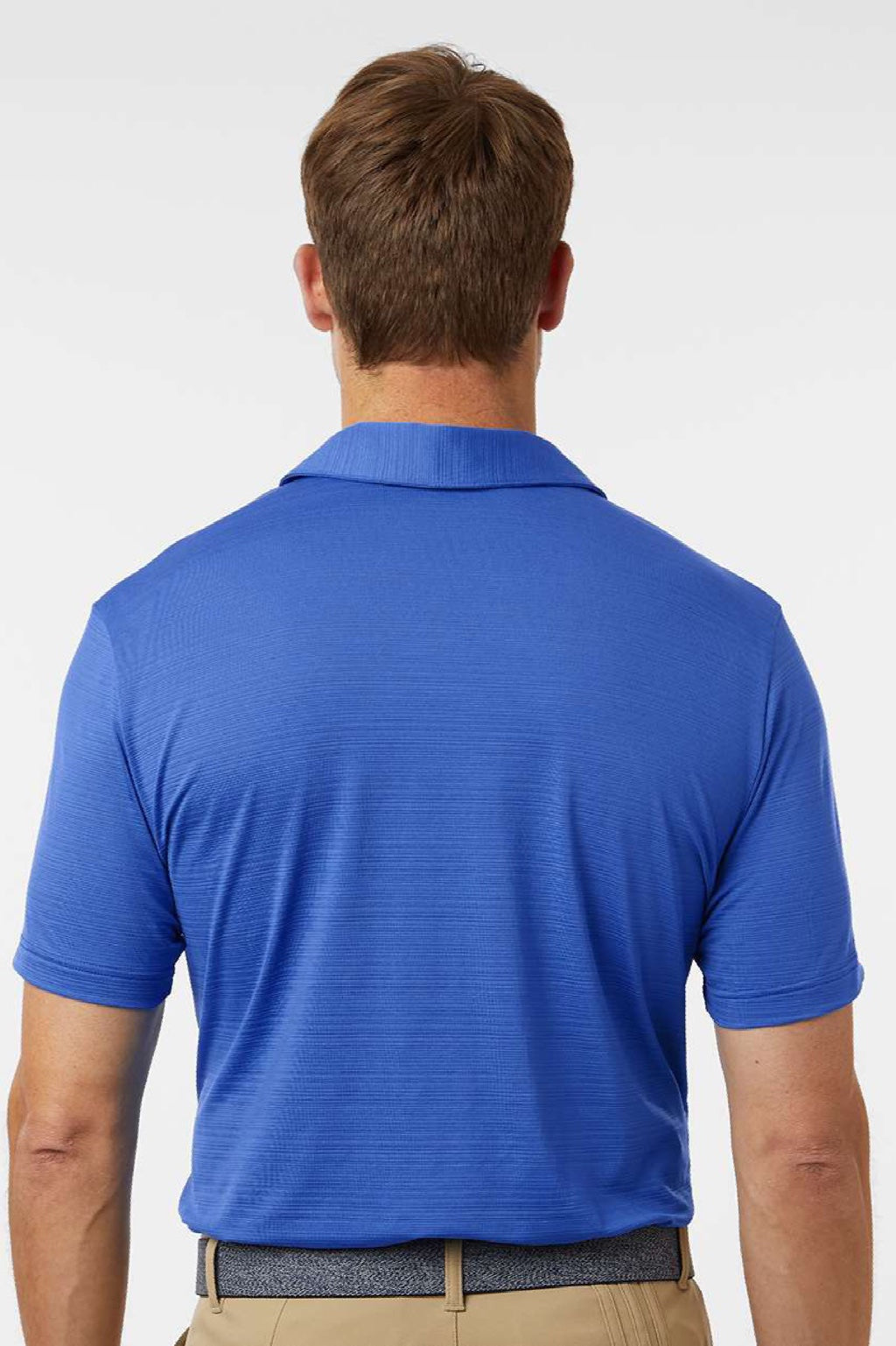 Adidas A704 Mens Textured Stripe Short Sleeve Polo Shirt Bright Royal Blue Model Back