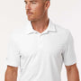 Adidas Mens Textured Stripe Short Sleeve Polo Shirt - White - New
