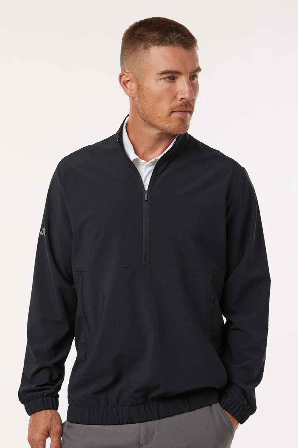 Adidas A705 Mens 1/4 Zip Jacket Black Model Front