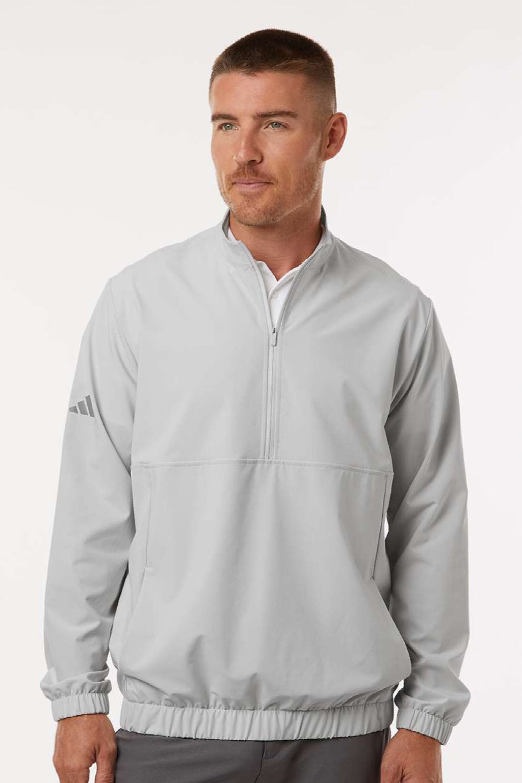 Adidas A705 Mens 1/4 Zip Jacket Grey Model Front