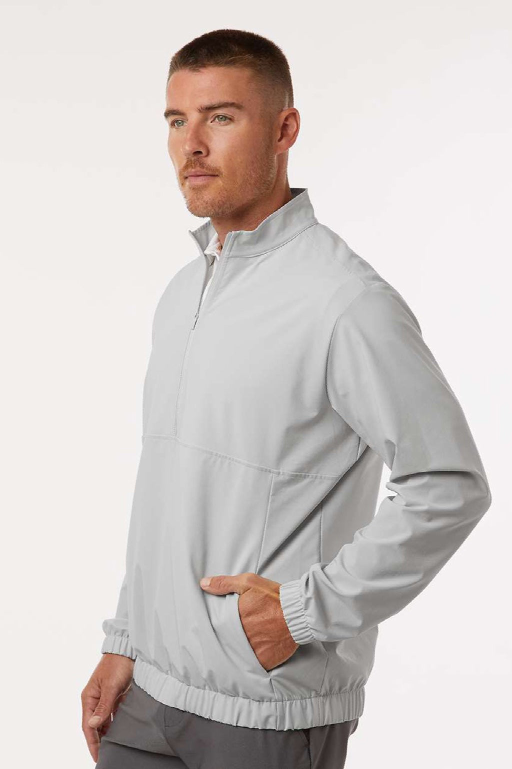 Adidas A705 Mens 1/4 Zip Jacket Grey Model Side