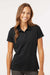 Adidas A707 Womens Textured Stripe Short Sleeve Polo Shirt Black Model Front