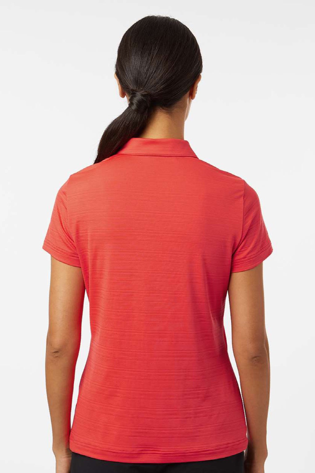Adidas A707 Womens Textured Stripe Short Sleeve Polo Shirt Bright Red Model Back