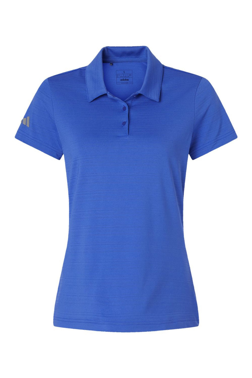 Adidas A707 Womens Textured Stripe Short Sleeve Polo Shirt Bright Royal Blue Flat Front