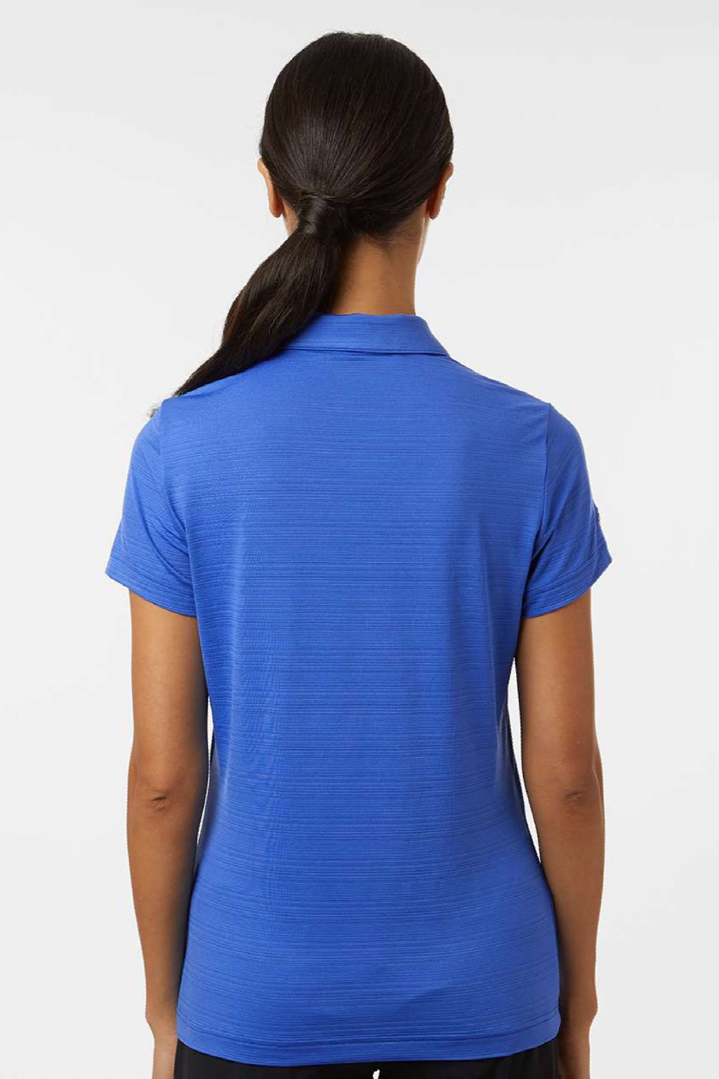 Adidas A707 Womens Textured Stripe Short Sleeve Polo Shirt Bright Royal Blue Model Back