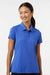 Adidas A707 Womens Textured Stripe Short Sleeve Polo Shirt Bright Royal Blue Model Front