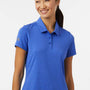Adidas Womens Textured Stripe Short Sleeve Polo Shirt - Bright Royal Blue - New