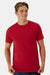 Hanes 4873 Mens Cool Dri Cotton Touch Short Sleeve Crewneck T-Shirt Athletic Red Model Front