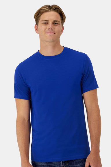 Hanes 4873 Mens Cool Dri Cotton Touch Short Sleeve Crewneck T-Shirt Athletic Royal Blue Model Front