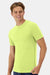 Hanes 4873 Mens Cool Dri Cotton Touch Short Sleeve Crewneck T-Shirt Safety Green Model Side