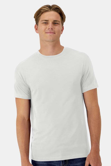 Hanes 4873 Mens Cool Dri Cotton Touch Short Sleeve Crewneck T-Shirt White Model Front