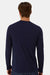 Hanes 484L Mens Cool Dri Cotton Touch Long Sleeve Crewneck T-Shirt Athletic Navy Blue Model Back