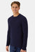 Hanes 484L Mens Cool Dri Cotton Touch Long Sleeve Crewneck T-Shirt Athletic Navy Blue Model Side