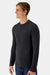 Hanes 484L Mens Cool Dri Cotton Touch Long Sleeve Crewneck T-Shirt Black Model Side