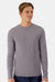 Hanes 484L Mens Cool Dri Cotton Touch Long Sleeve Crewneck T-Shirt Graphite Grey Model Front