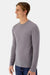 Hanes 484L Mens Cool Dri Cotton Touch Long Sleeve Crewneck T-Shirt Graphite Grey Model Side