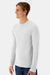 Hanes 484L Mens Cool Dri Cotton Touch Long Sleeve Crewneck T-Shirt White Model Side
