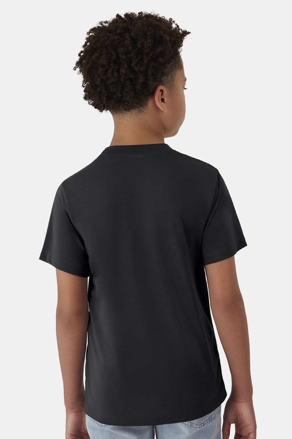 Hanes 484Y Youth Cool Dri Cotton Touch Short Sleeve Crewneck T-Shirt Black Model Back