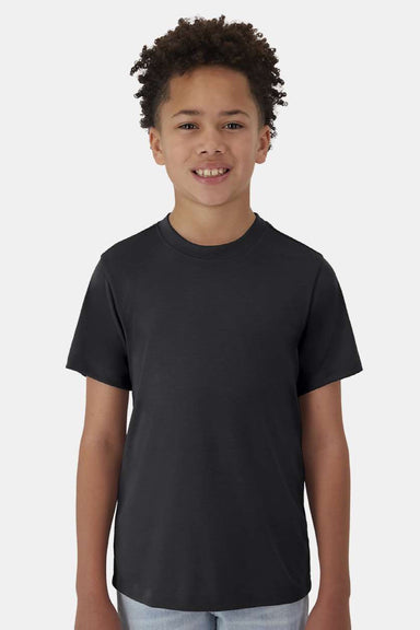 Hanes 484Y Youth Cool Dri Cotton Touch Short Sleeve Crewneck T-Shirt Black Model Front