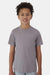 Hanes 484Y Youth Cool Dri Cotton Touch Short Sleeve Crewneck T-Shirt Graphite Grey Model Front