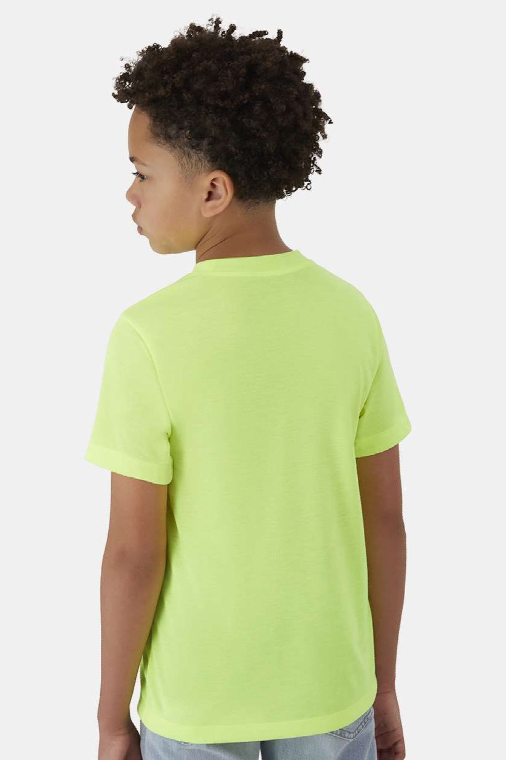 Hanes 484Y Youth Cool Dri Cotton Touch Short Sleeve Crewneck T-Shirt Safety Green Model Back