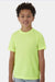 Hanes 484Y Youth Cool Dri Cotton Touch Short Sleeve Crewneck T-Shirt Safety Green Model Front